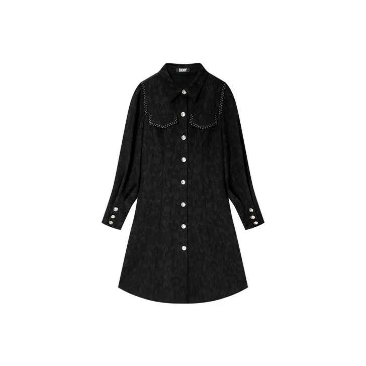 DKNY FW22 A-Line Skirt Dress Black-0