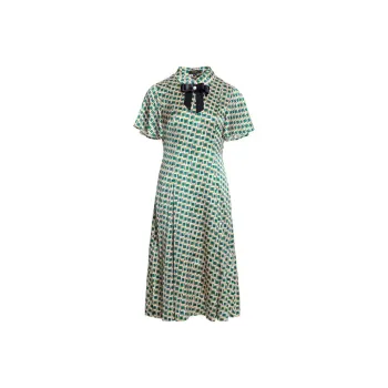 BESIONIA SS22 Short Sleeved Dresses Women's Green Geometric Pattern