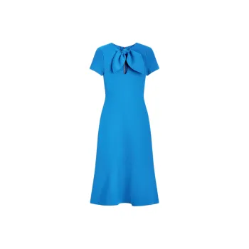 SCANLAN THEODORE SS25 Crepe Knit Cravat Dress Short-Sleeved Dresses Women's Blue/Blue