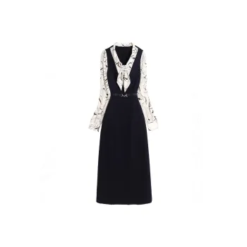 Wbwq Long Sleeved Dresses Women's Navy Blue