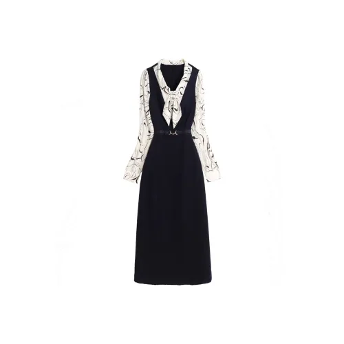 Wbwq Long Sleeved Dresses Women's Navy Blue