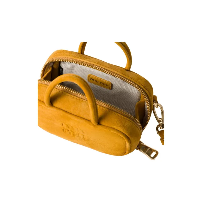 MIU MIU Beau Calfskin Shoulder Bag, Crossbody Bag, Handbag Mini Women's Mustard Yellow-3