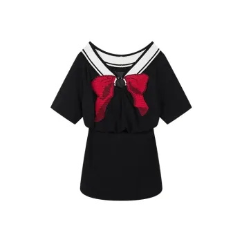 UOOYAA Beautiful Girl Warrior Series Short-Sleeved Dresses Women's Black