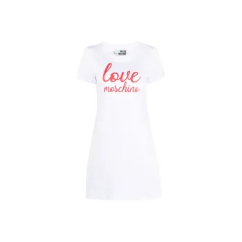 LOVE MOSCHINO Logo print Cotton T shirt Dress