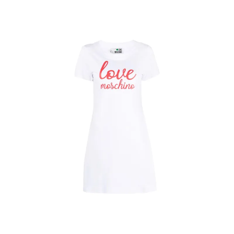LOVE MOSCHINO Logo print Cotton T shirt Dress-0