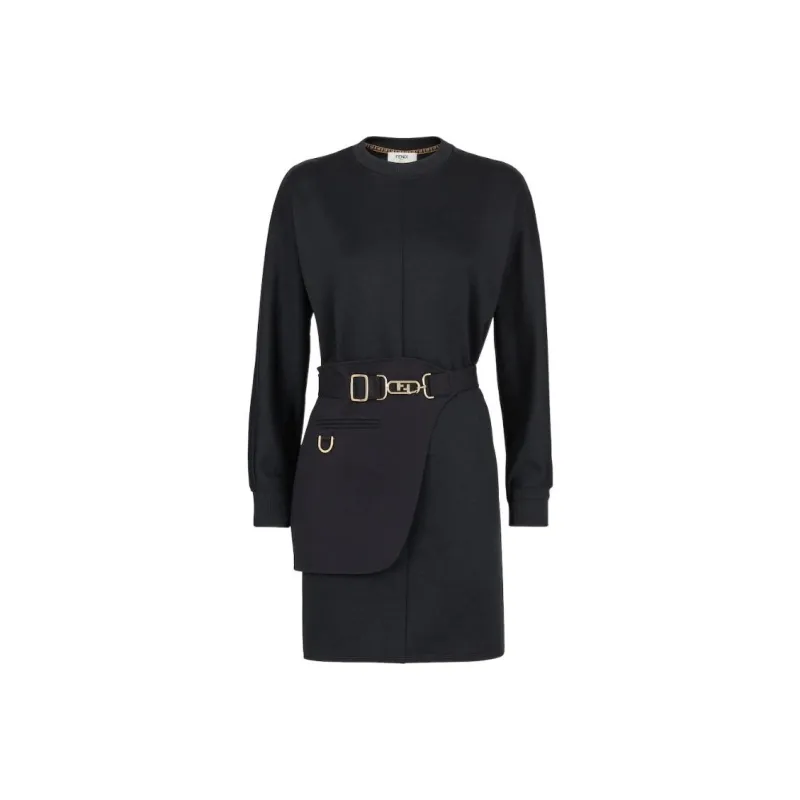 FENDI Long-Sleeved Dresses Women's Black-0
