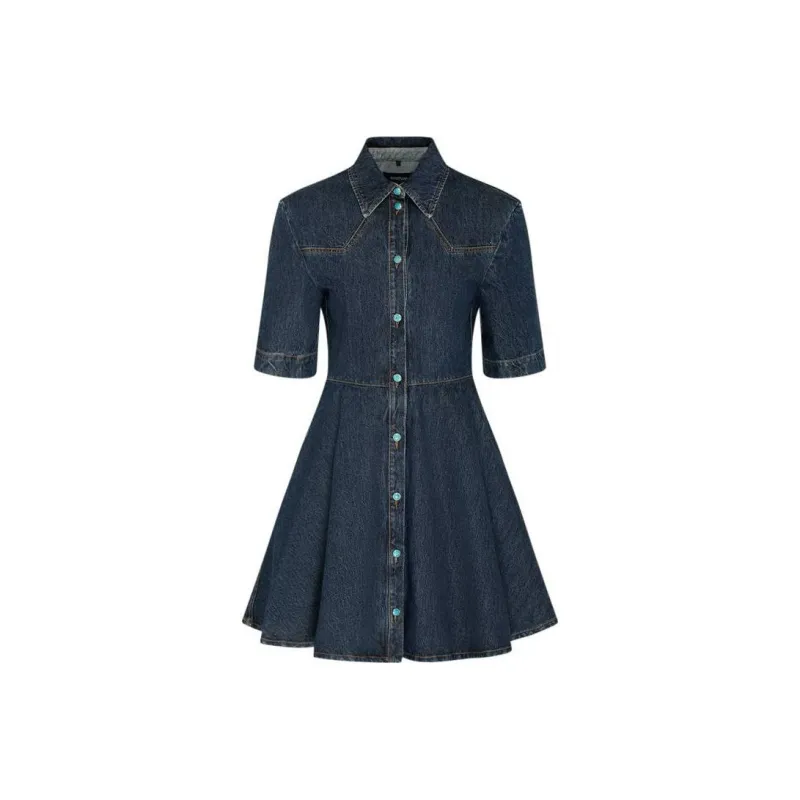 SportMax Short-Sleeved Dresses Women's Blue-0