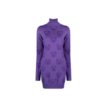 MOSCHINO Teddy Bear Intarsia knit Mini Dress