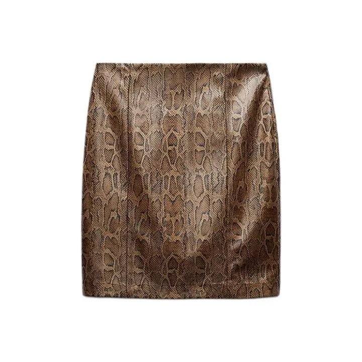 ZARA Leather Long Skirts Women's Brandy Color-0
