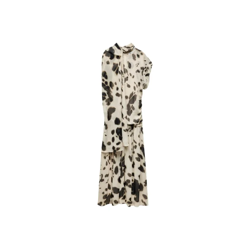 ZARA ZW Series Short-Sleeved Dresses Women's Black-0