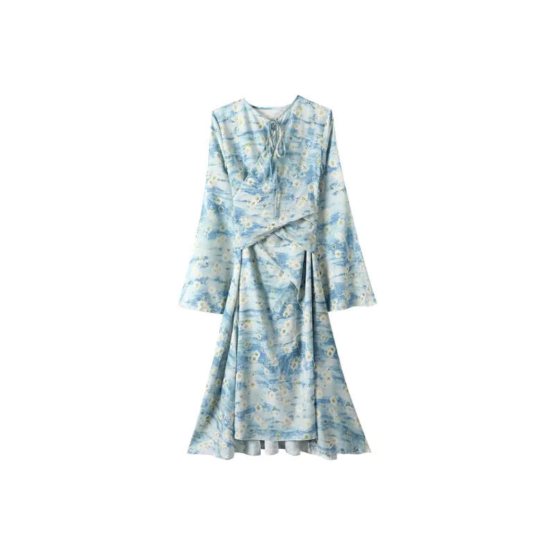 Adeworn Long Sleeved Dress Women's Blue-0