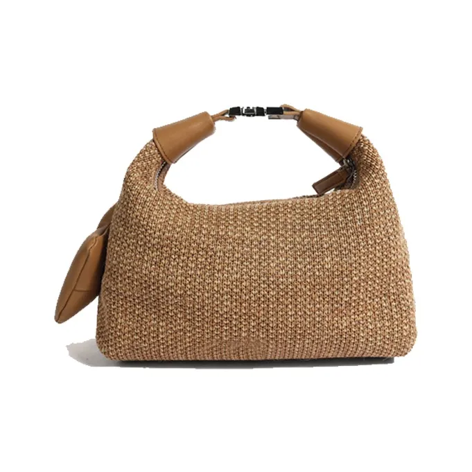 Bullrun Raffia Crossbody Handbag Large Size Women's Brown/Black-0