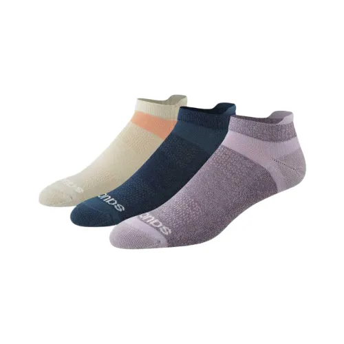 Saucony Ankle Socks Unisex 3 Pack Yellow Purple Blue