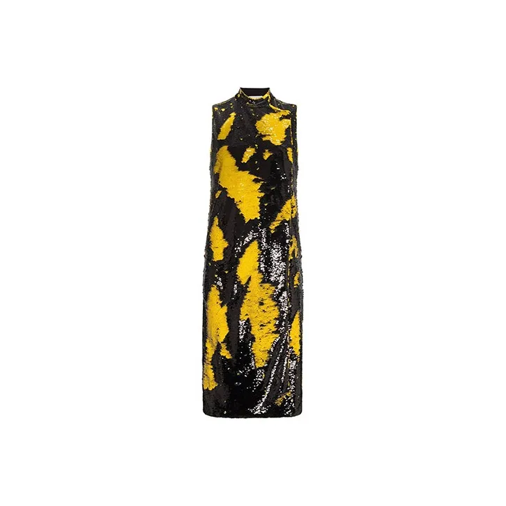 GANNI Sleeveless Dresses Women's Yellow-0
