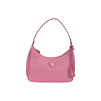 PRADA Hobo Nylon Shoulder Bag, Underarm Handbag, Shoulder Bag Mini Women's Pink
