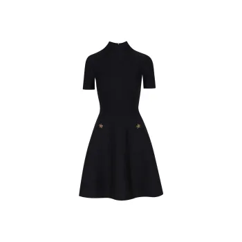 Oscar De La Renta O Flower Knit Mini Dress
