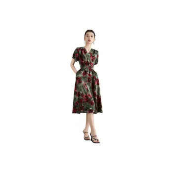 Mylan Short-Sleeved Dresses Women's Large Green Floral