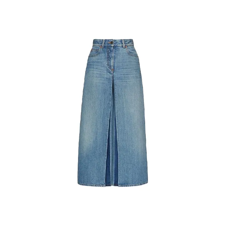 Valentino SS21 Denim Dress Pants Women's Blue-0