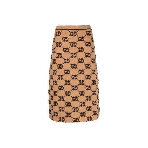 GUCCI Gg Jacquard A Line Knit Skirt