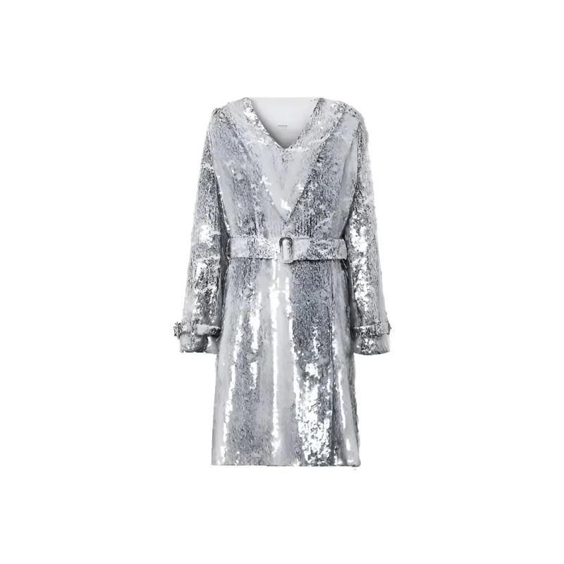 Burberry Long-Sleeved Dresses Women's Silver-0