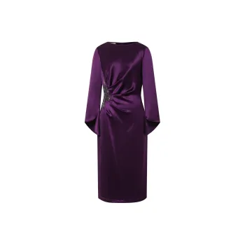 BBLLUUEE Long Sleeved Dress Women's Purple Bamboo