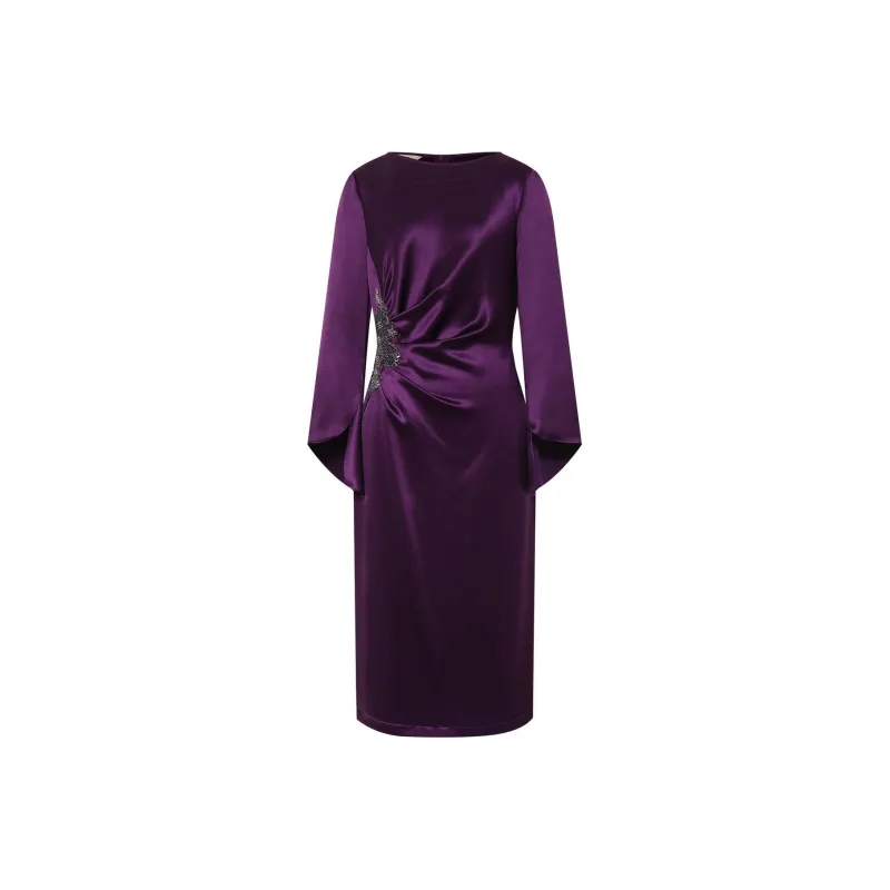 BBLLUUEE Long Sleeved Dress Women's Purple Bamboo-0
