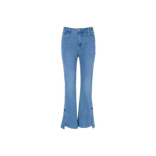 LOFT SHINE SS22 Flared Pants Jeans Women's Denim Blue