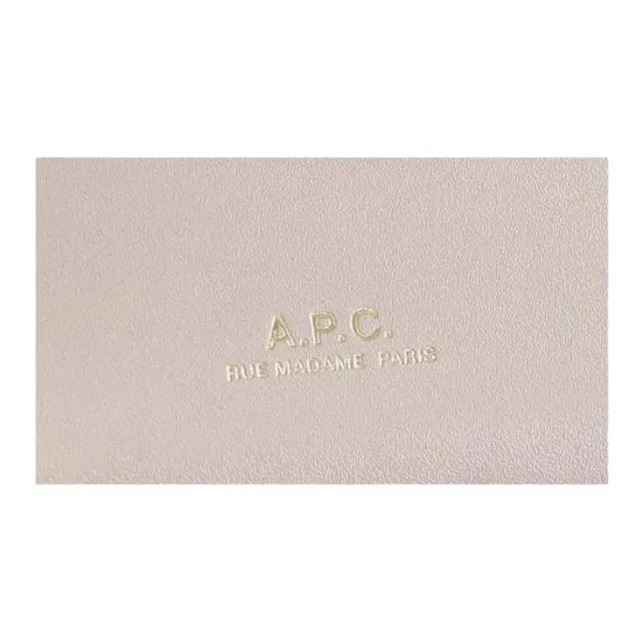 A.P.C Cow Leather Wallet Women's Gray Pink-4