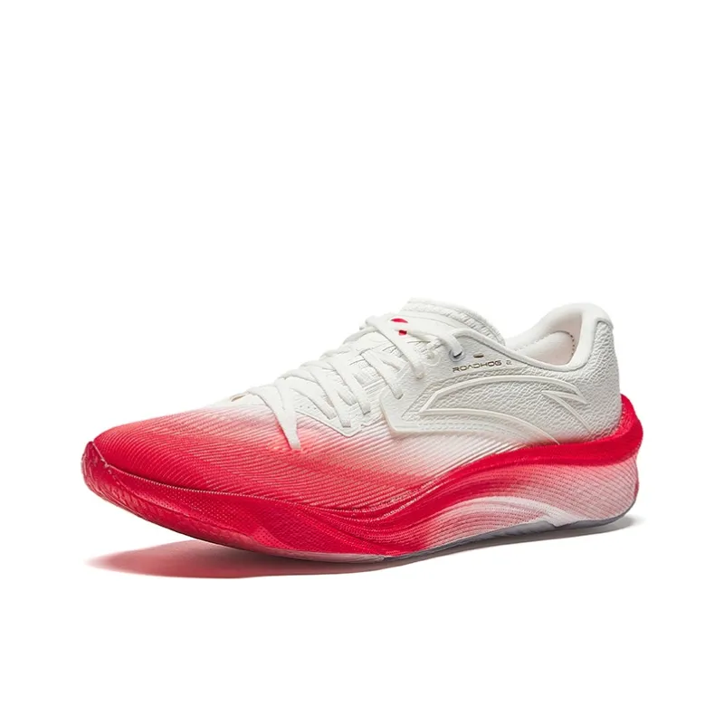 Anta Asphalt Road Fighter 2.0 Slip Resistant And Breathable Low Top Long Distance Running Shoes Men's White Red-1