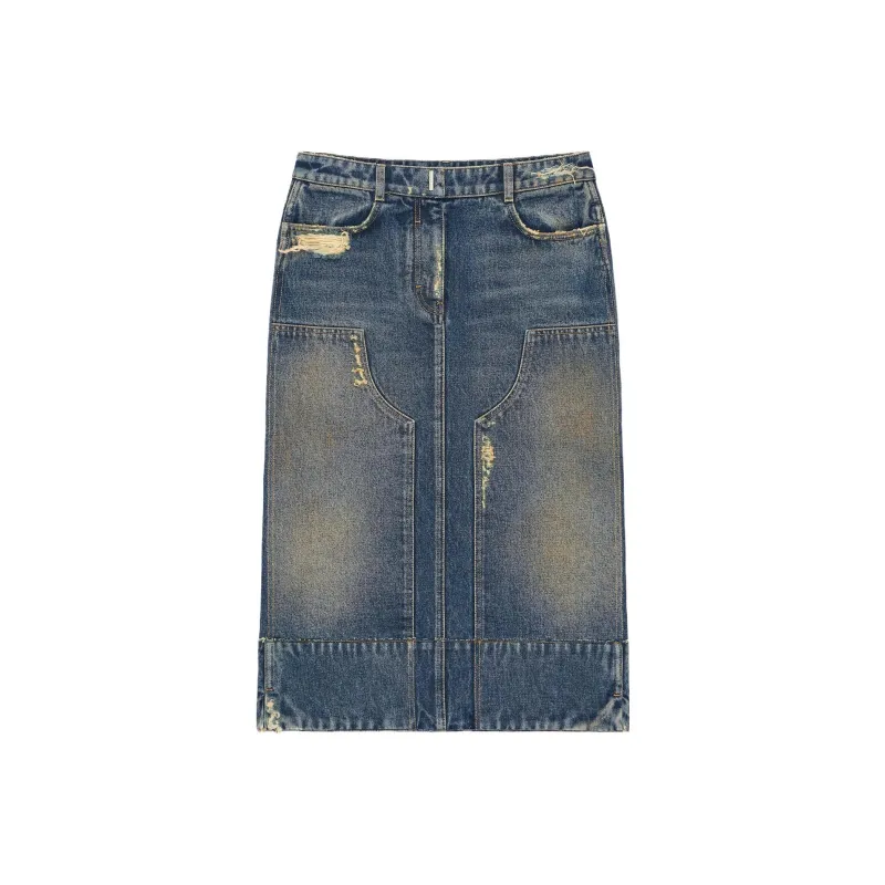 GIVENCHY SS23 Denim Long Skirts Women's Blue-0