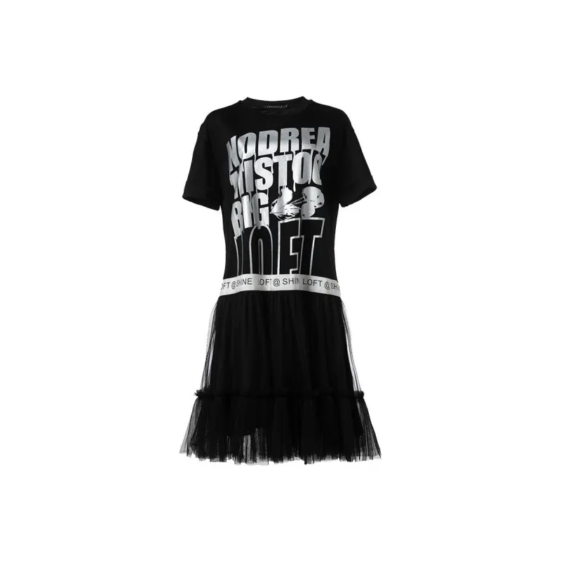 LOFT SHINE A-Line Skirt Dress Black-0