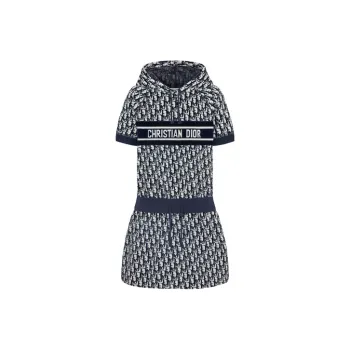 DIOR Quarterly New Products Short Sleeved Dresses Women's Navy
