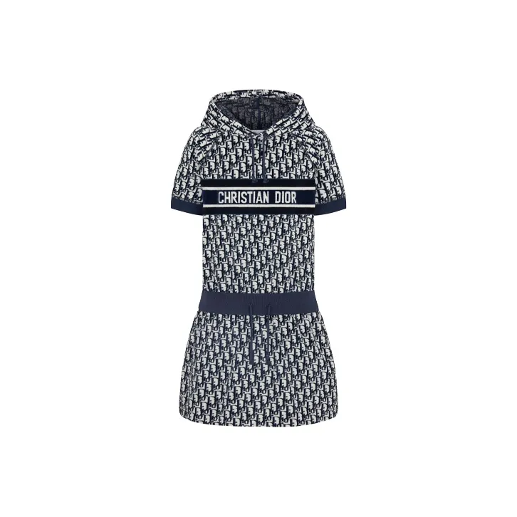 DIOR Quarterly New Products Short Sleeved Dresses Women's Navy-0