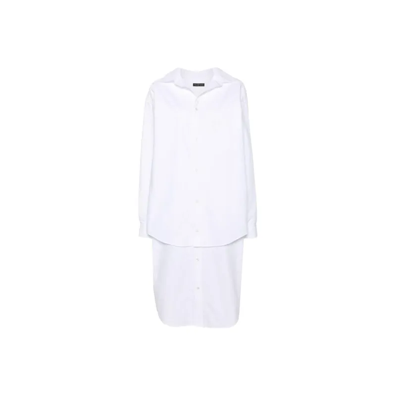 Balenciaga Embroidered logo Layered Shirt Dress-0