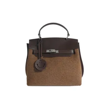 Bullrun Woolen With Microfiber Shoulder Bag, Handbag Women's Brown