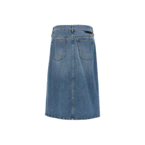 Stella Blouse Front Slit Denim Skirt