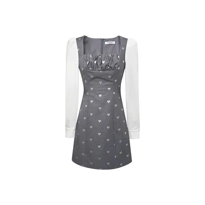 TAMMY TANGS A Line Skirt Dress Gray White-0