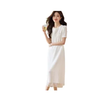 Mo Han Yi Mei Short Sleeved Dress Women's Light Beige
