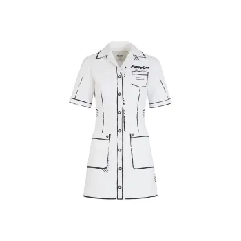 FENDI SS23 Short Sleeved Dress Women's White