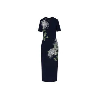Oscar De La Renta Dandelion Crystal-embroidered Pencil Dress