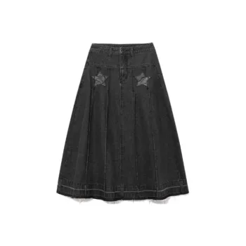B.Duck Denim Long Skirts Women's Black