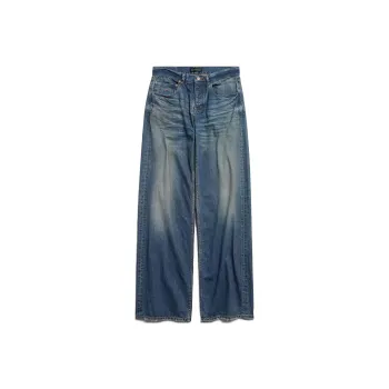 Balenciaga Baggy Jeans Loose Fit Style Women's Dark Blue