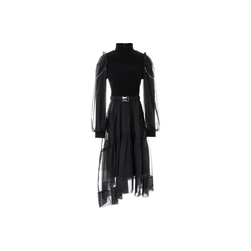 LOFT SHINE A-Line Skirt Dress Black-0