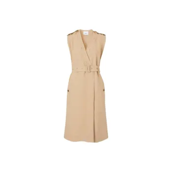 Burberry Sleeveless Dress Women's Soft Yellow Brown