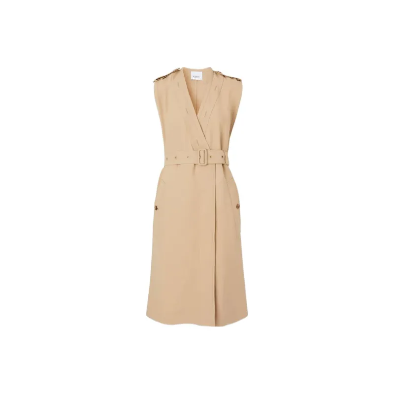 Burberry Sleeveless Dress Women's Soft Yellow Umber-0