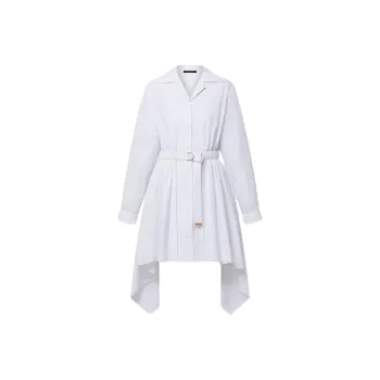 LOUIS VUITTON Monogram Fil Coupé Belted Shirt Dress