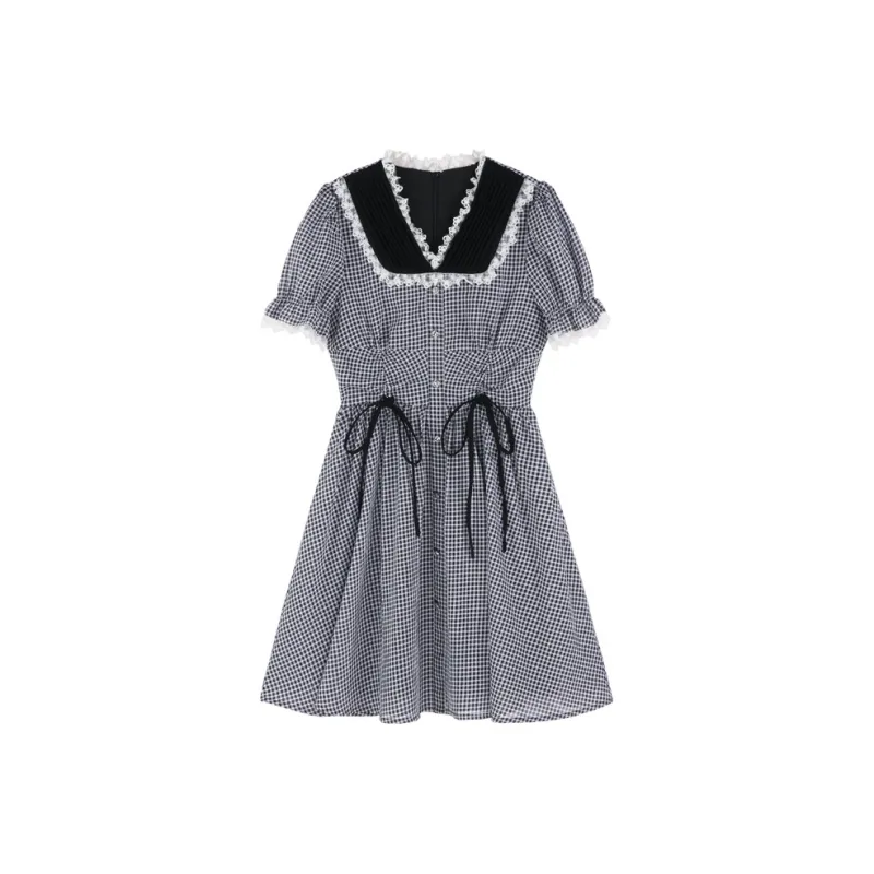 PALGLG Short-Sleeved Dresses Women's Black/White-0