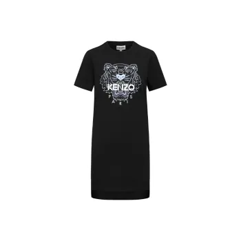 KENZO Classic Tiger Head Short Sleeved Dresses Women's Black
