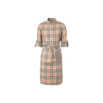 Burberry Vintage Checked Tie Waist Shirt Dress
