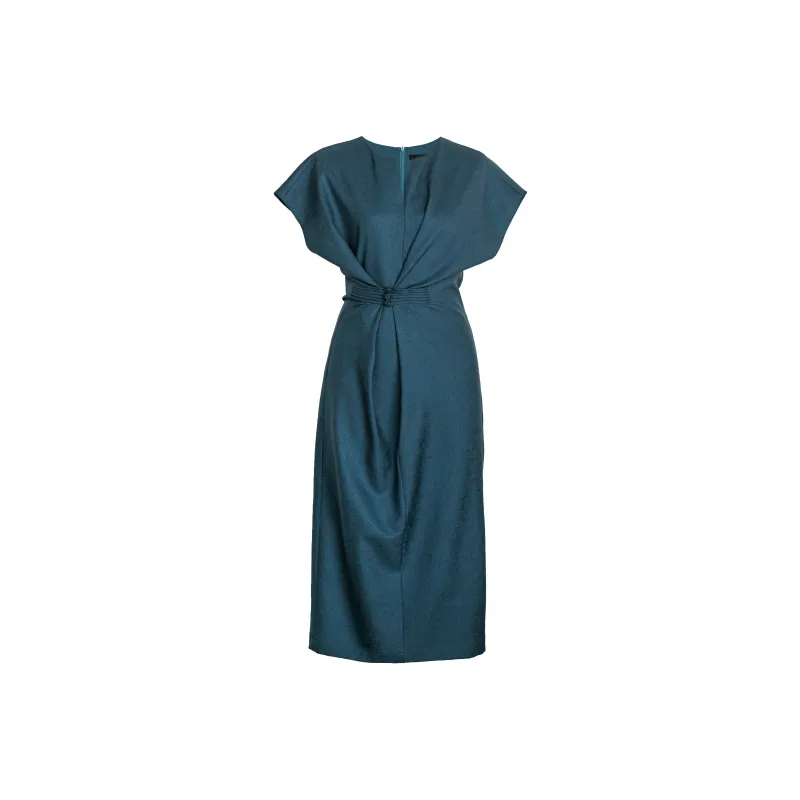 ROEYSHOUSE Short Sleeved Dresses Women's Peacock Blue-0